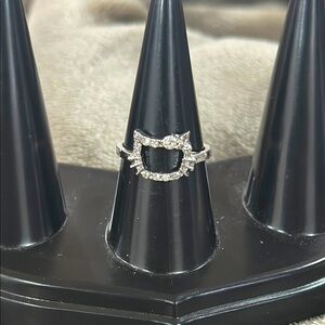 Silver Cat Face Ring